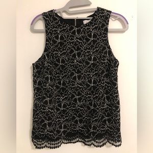 Lacy Black and Metallic Silver Blouse